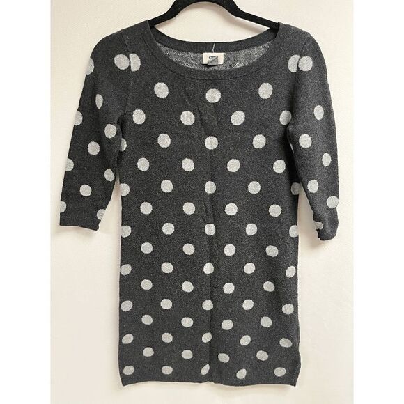 Old Navy Womens Crew neck 3/4 Sleeve Sweater Dress Gray White Polka Dot Size XS - Picture 1 of 4
